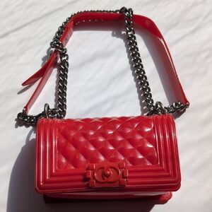 Toyboy Jelly Cherry  Red Quilted Small Chain Shoulder Bag